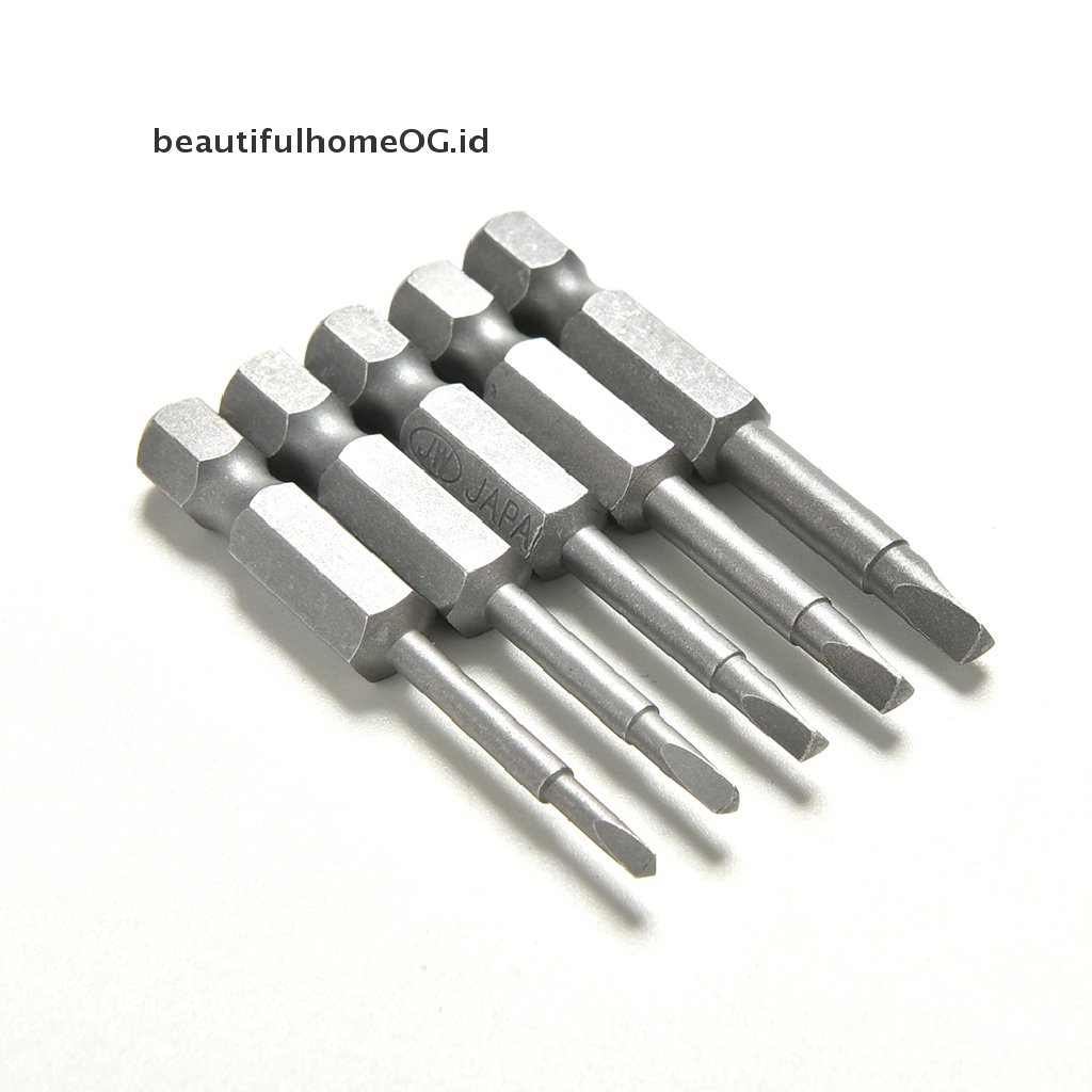 5pcs / Set Kepala Obeng Bits S2 Steel 1 / 4 Hex Shank 50mm Bentuk Segitiga Magnetik