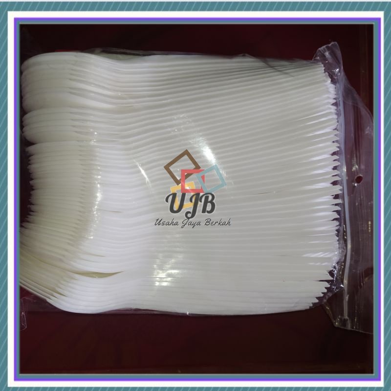 Sendok makan plastik putih sendok plastik putih makan Sendok Es Buah isi 100 pcs