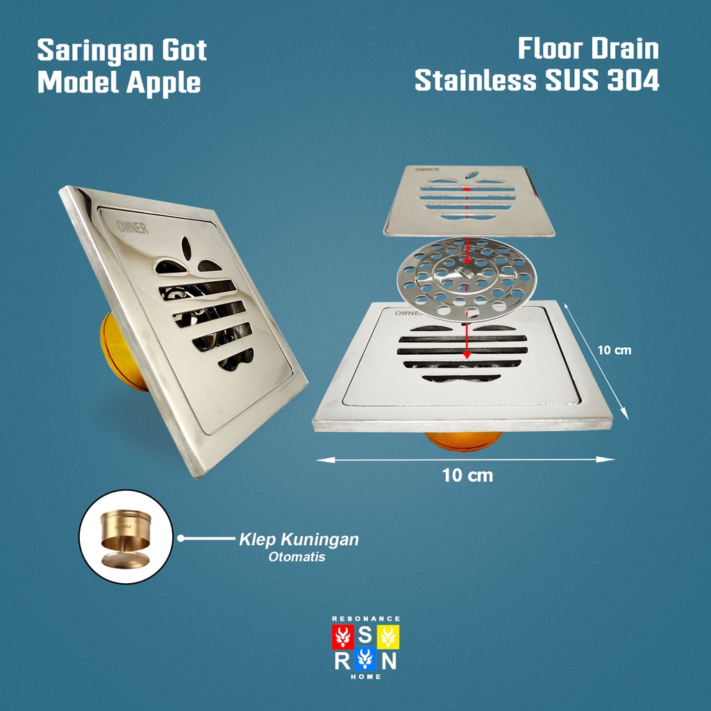 Saringan Got Model Apple Full Stainless SUS 304 Tebal Resonance Home