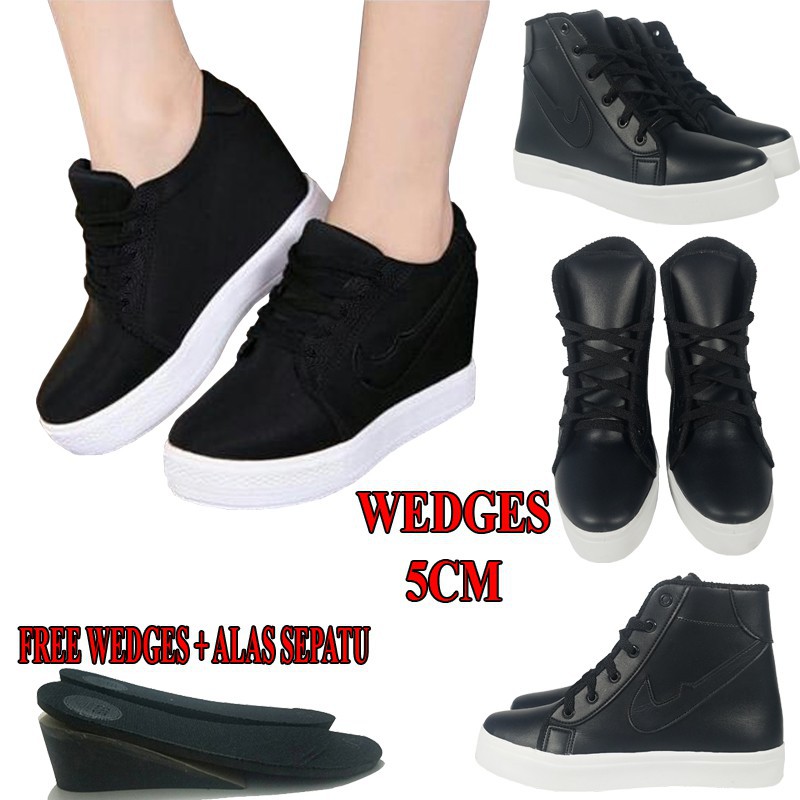 24+ Sepatu Sneakers Wedges Wanita Warna Hitam Untuk Sekolah Gif