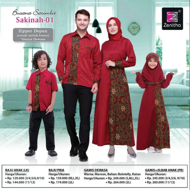 Sarimbit Keluarga Zenitha - Baju Couple - Baju Keluarga - Baju Lebaran - Maroon - Original Zenitha