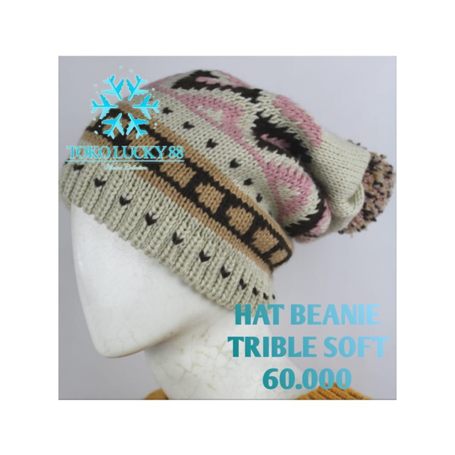 IMPORT Topi Kupluk Rajut Wool Pom Pom Hat Beanie Trible Soft