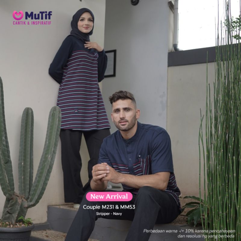 MUTIF COUPLE TUNIK M231 DAN KOKO MM53 STRIPER NAVY TUNIK M 231 KOKO MM 53