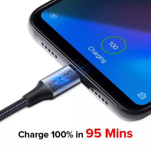 Ugreen Nylon Kabel Charger Type C 3A Panjang 25cm 100cm 150cm 200cm 300cm Original - Kabel Ugreen Usb C 3A 18W Fast Charging