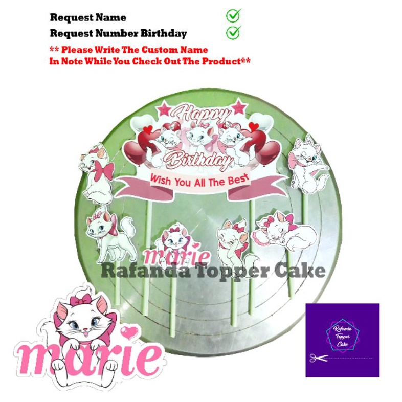 topper kue ultah Marie cat