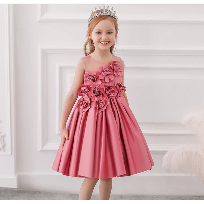 Gaun dress pesta mewah anak perempuan remaja import ready stock murah bunga