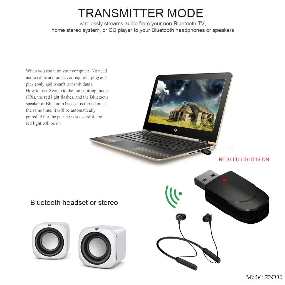 USB Penerima Pemancar Audio Bluetooth 5.0 Transmitter &amp; Receiver laptop komputer PC Blutut  speaker