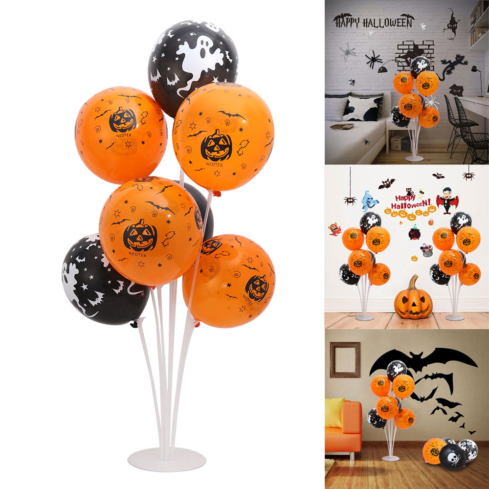 20pcs Balon Motif Print Halloween Warna Hitam Oranye Ukuran 12 Inci Untuk Dekorasi Pesta