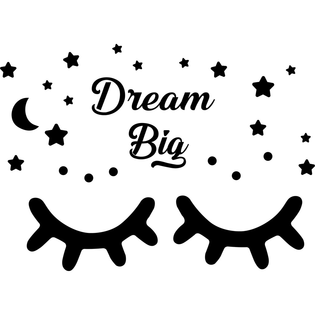 STIKER DINDING KAMAR RUMAH BULU MATA SLEEP EYE DREAM BIG SWEET DREAM CUSTOM