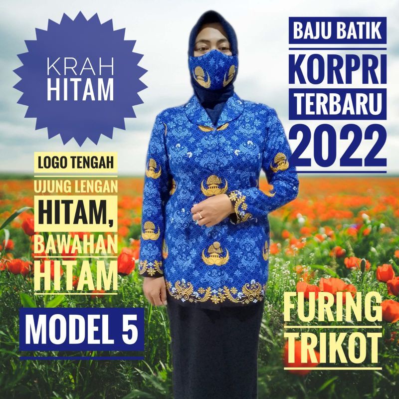 seragam batik korpri model 4 dan 5 Krah hitam terbaru termurah