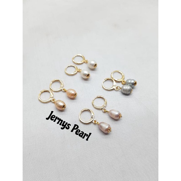 Anting rhodium lapis emas mutiara lombok