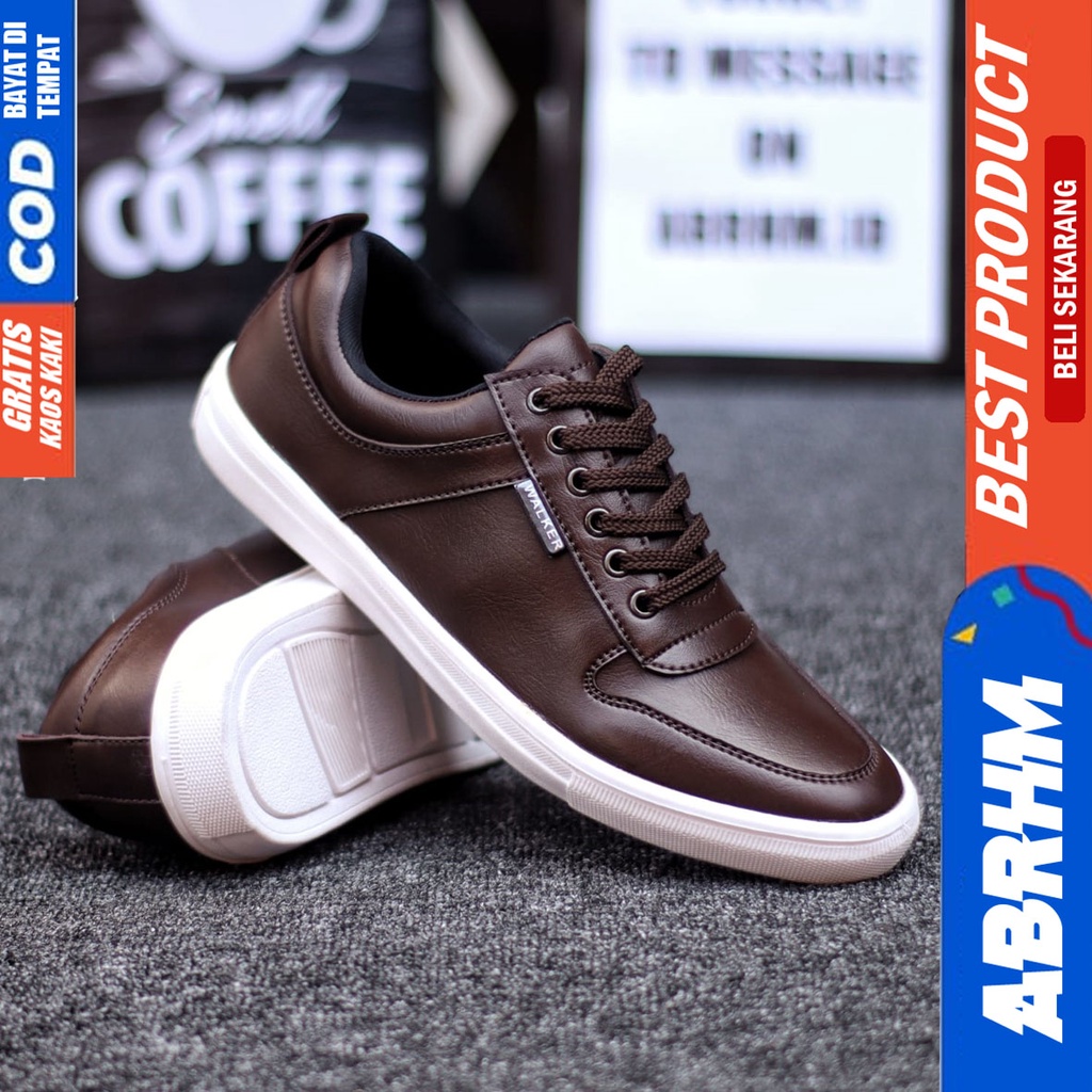 Abrhm Tiago - Sepatu Sneakers Casual Pria Kerja Santai Hitam