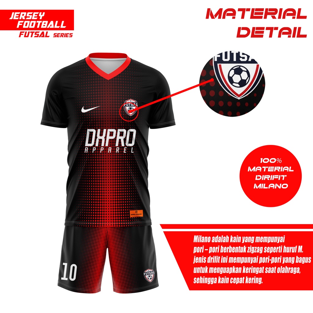 JERSEY T-SHIRT FOOTBALL FREE NAMA LOGO DAN SPONSOR SERIES 1 RED BLACK