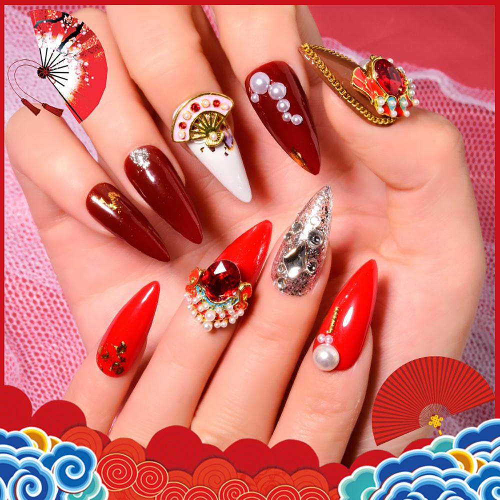 AUGUSTINA Dekorasi Nail Art Agustina Tahun Baru Meriah Mewah Shiny Manicure Accessories