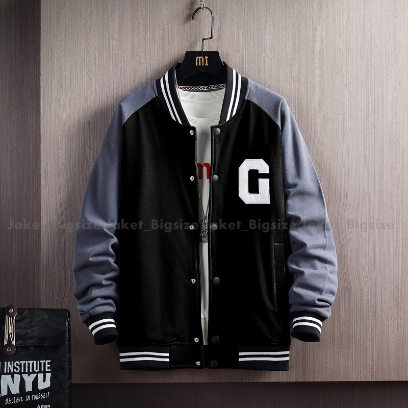 Jacket Varsity Bomber Laki-Laki Perempuan Dewasa Oversize Korean Style Jumbo Viral Ukuran M L Xl 2xl 3xl 4xl 5xl