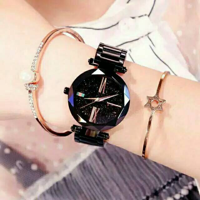 Jam Tangan Wanita Murah Permata Belimbing Rantai Mata Kecil / Ready 3 Warna