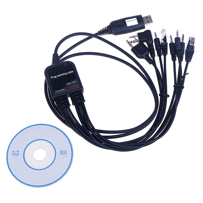 {LUCKID}8 in 1 computer usb programming cable for handy walkie talkie car radio