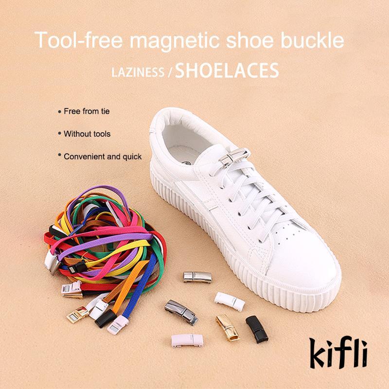 Gesper Tali Sepatu Magnetik Bahan Metal Warna Putih