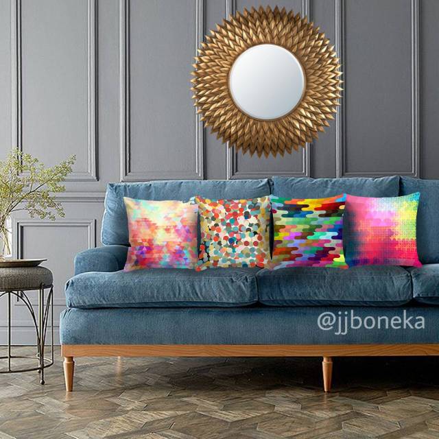 BANTAL SOFA PRINT MOTIF ABSTRAK MULTICOLOR 40X40 CM