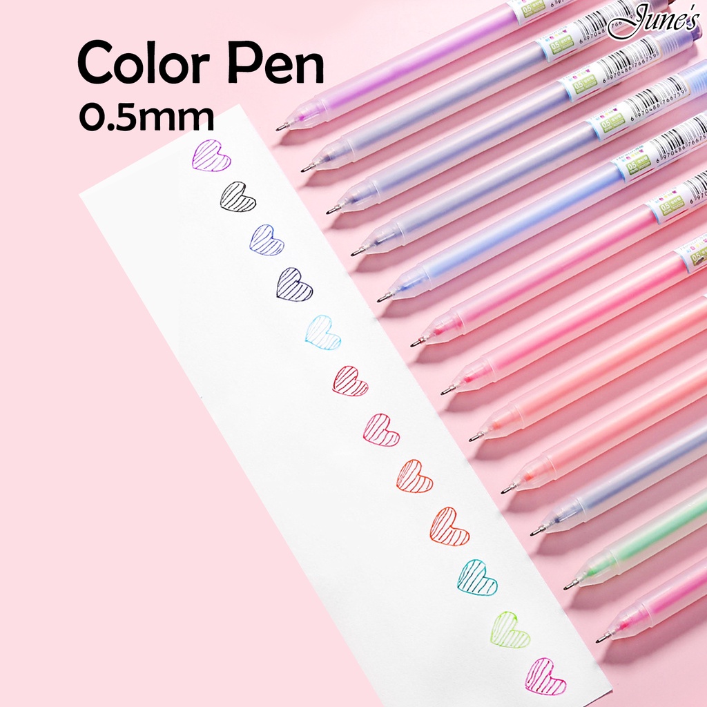 

Pen Color 0.5mm Ballpoint Warna Warni Pastel Cerah Stationery Sekolah Kantor