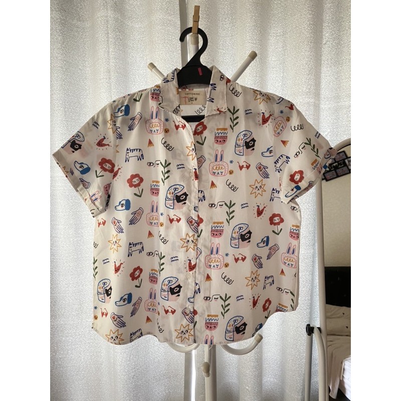 Baju Kemeja Wanita Cottonink x Liunic on Things Colorful Original (Preloved)