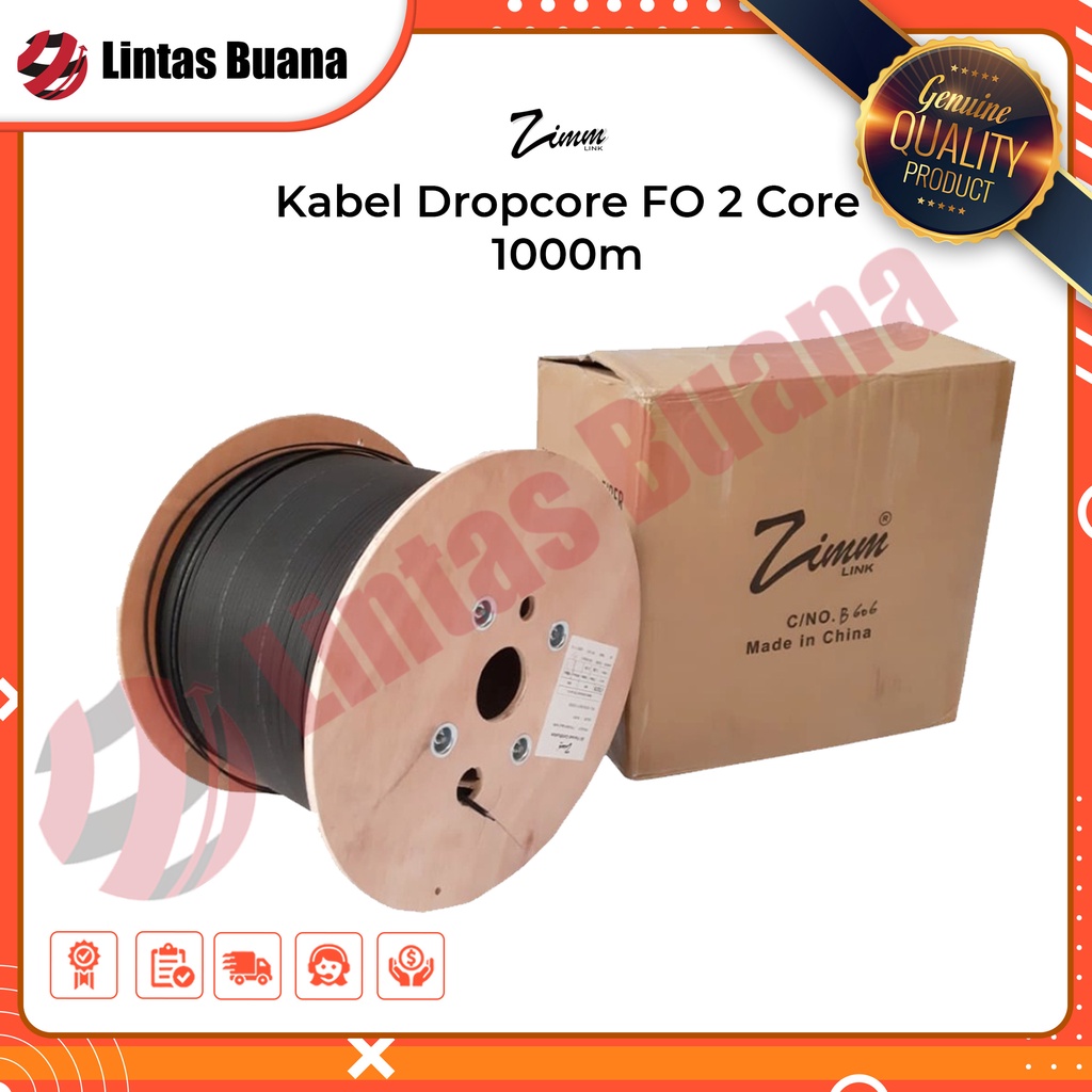Kabel Dropcore 2 Core 1000 Meter Kabel Fiber Optik 1000m FTTH Zimmlink