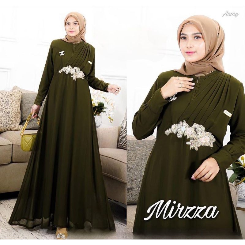 Mirzza Dress Gamis kondangan mewah aplikasi renda Gaun kondangan gamis pesta terbaru 2022