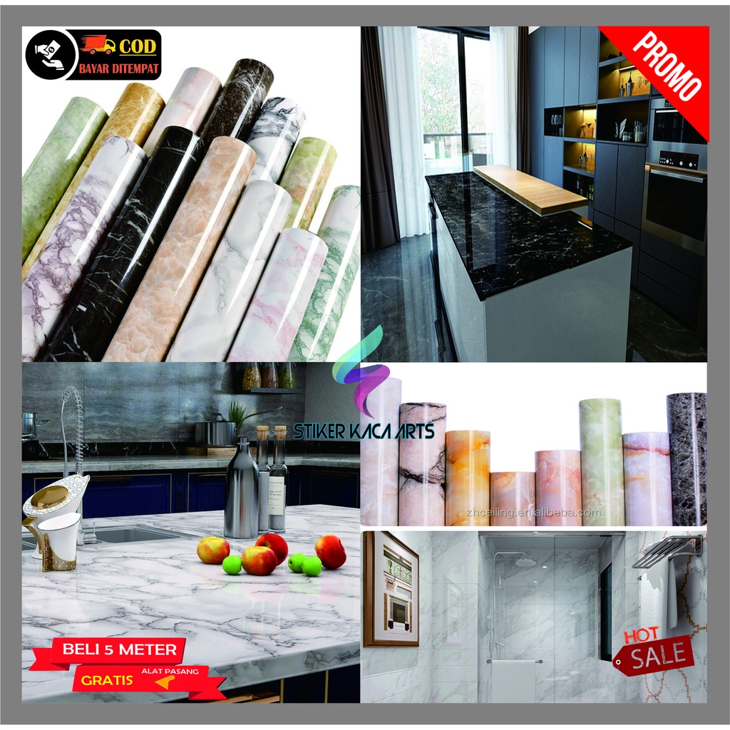 STIKER MOTIF MARMER 3D / WALLSTICKER MARMER TAHAN AIR OIL/ KITCHEN SET
