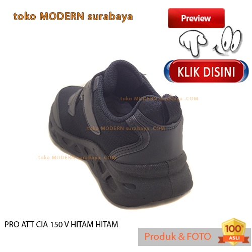 Sepatu anak sekolah sepatu sneakers velcro PRO ATT CIA 150 V HITAM HITAM