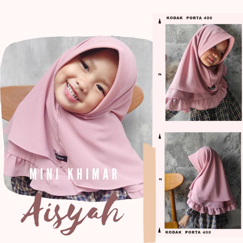 Khimar Aisyah / Bergo 5 tahun 2 layer /Jilbab anak tk ceruti premium by Celmira Boutique
