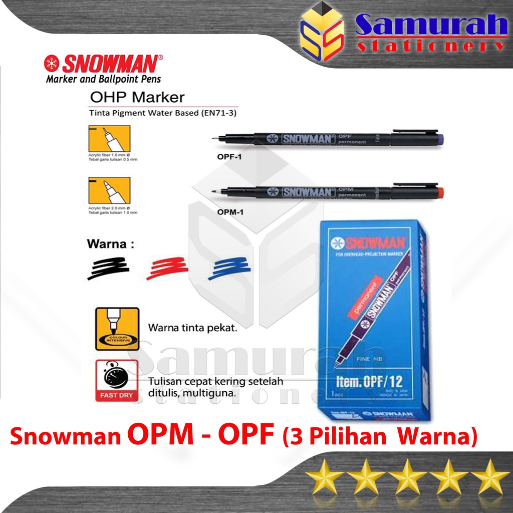 Spidol Permanent Snowman Tipe OPM / OPF Drawing Pen Marker OHP