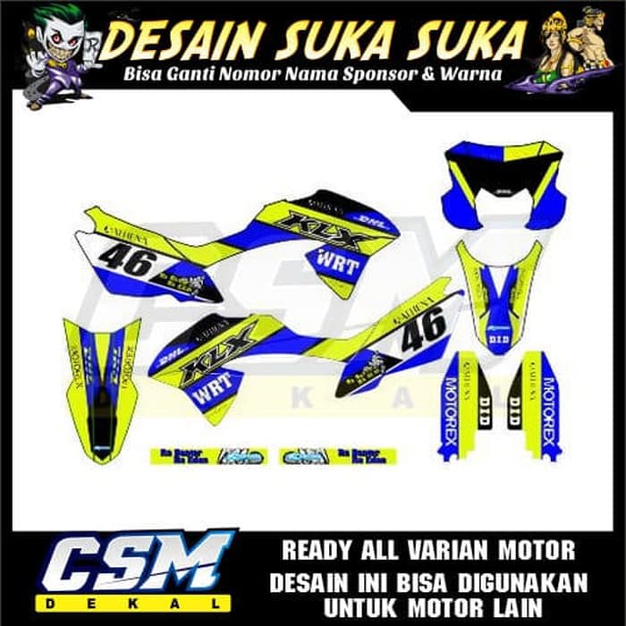 186 DEKAL DECAL MOTOR KLX 150 BF/ G STIKER STICKER STRIPING BODY BIRU STAbilo HIJAU