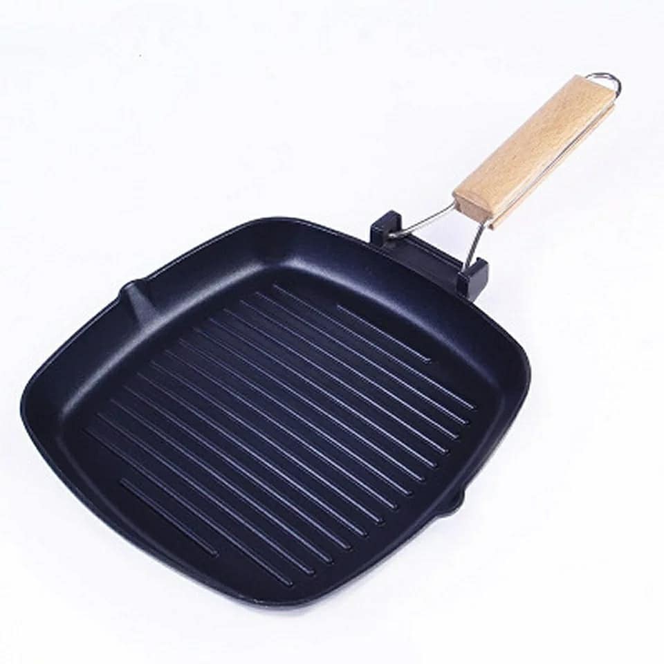 SQUARE GRILL PAN 20cm TEFLON Wajan BBQ Bakaran Sate Serbaguna