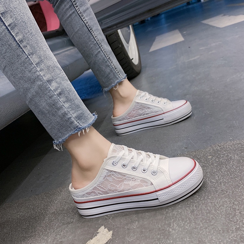 SN8530 Sepatu wedges half sneakers