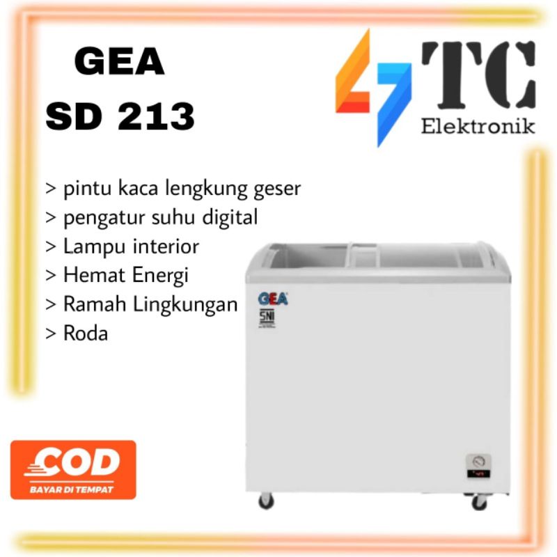 Gea SD 213 Sliding Curve Glass Freezer - 213 liter