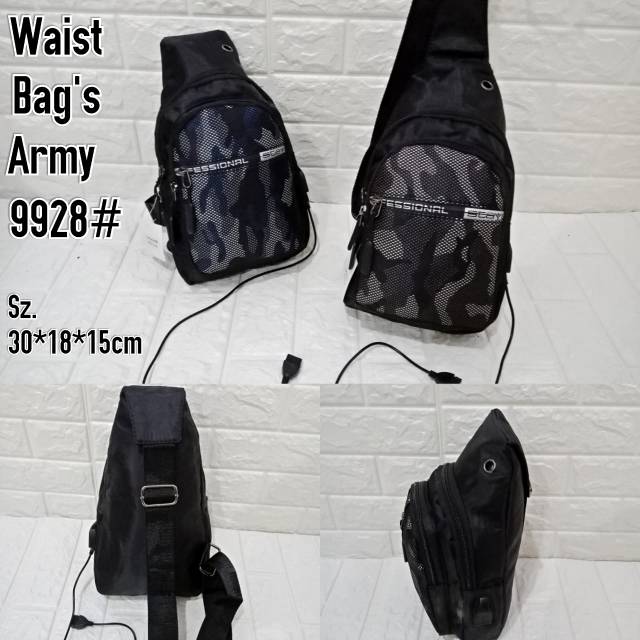 TAS WAISTBAG ARMY PRIA WANITA IMPORT