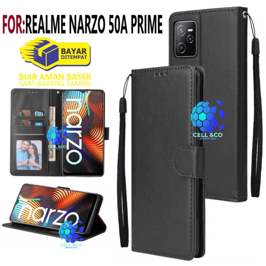 REALME NARZO 50A PRIME CASE FLIP LEATHER WALLET PREMIUM FLIP CASE BUKA TUTUP KESING HP CASING FLIP CASE WALLET REALME NARZO 50A PRIME