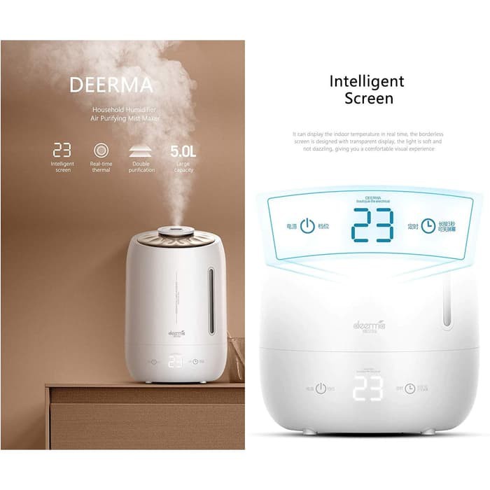 DEERMA F600 5L Air Humidifier Ultrasonic Touch Screen F 600 5 Liter Pelembab Ruangan 3 Level Uap