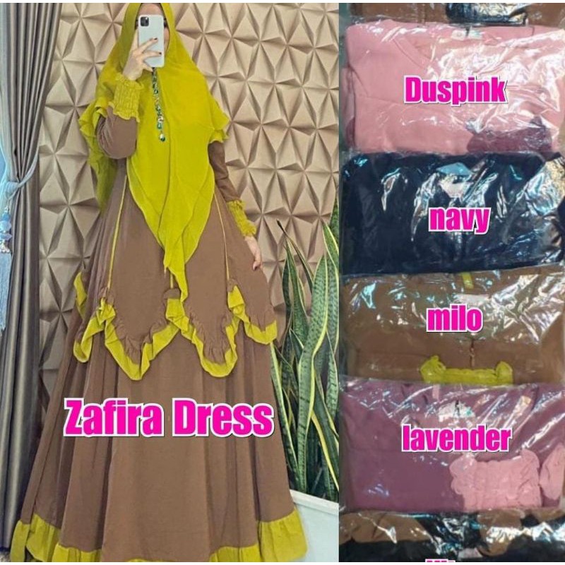 dress muslim/gamis syari/gamis terbaru Zafira dress by Dzihara hijab