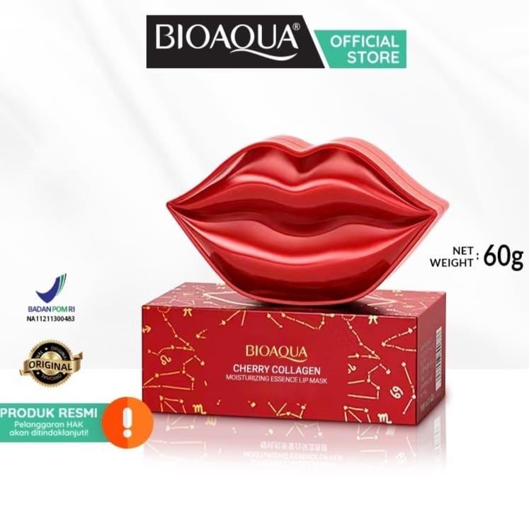 ✿ MADAME ✿ BIOAQUA LIP MASK CHERRY MASKER BIBIR COLLAGEN MOISTURIZING BPOM