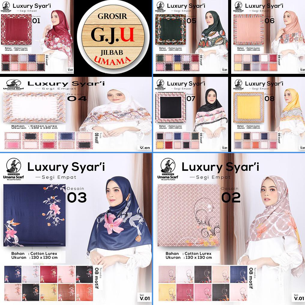 Luxury Syari Motif Umama Jilbab Hijab Cotton Lurex Jumbo