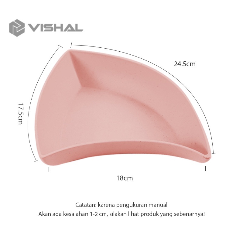 VISHAL Piring Plastik / Piring Saji Unik Segi Lima Warna-Warni Bahan Jerami Gandum Segi Tiga VS-88
