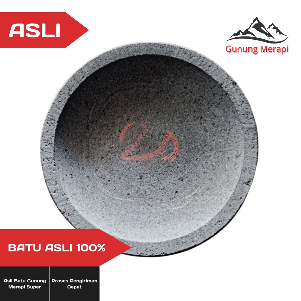 Cobek Batu Merapi Magelang 20 cm | Cobek Batu + Ulekan Asli Magelang | Batu Super Asli Gunung Merapi