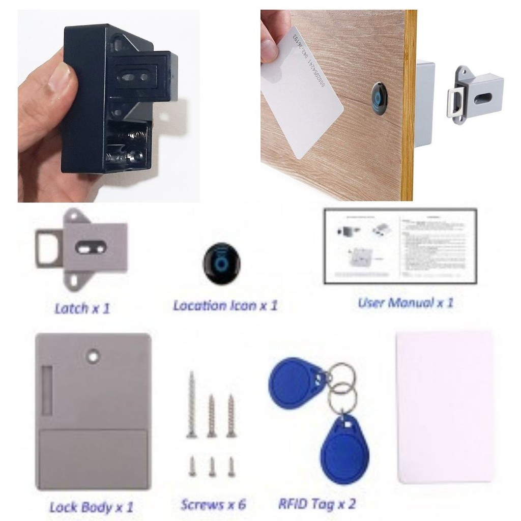 Kunci Otomatis Sensor RFID Pintu Lemari Cabinet Hotel Keyless Door Lock 111147