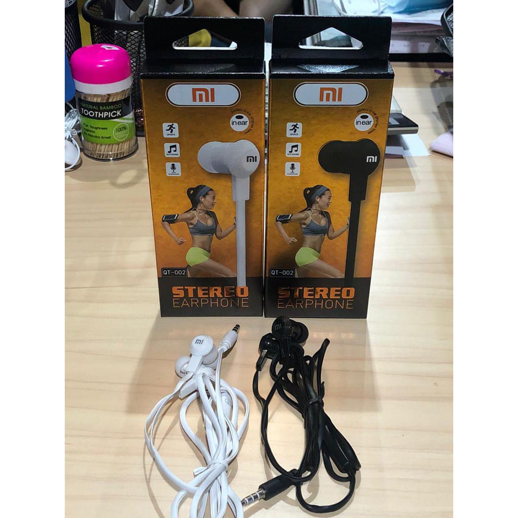 Handsfree Brand Samsung Xiaomi Oppo Vivo Earphone Stereo QT-002 Super Bass Murah