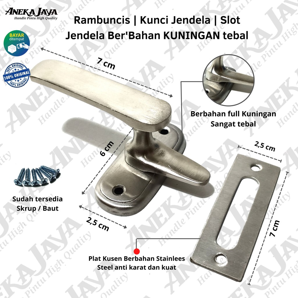 Rambuncis Kuningan | Pengunci Jendela | Kunci jendela | Slot Jendela | Panolet Jendela