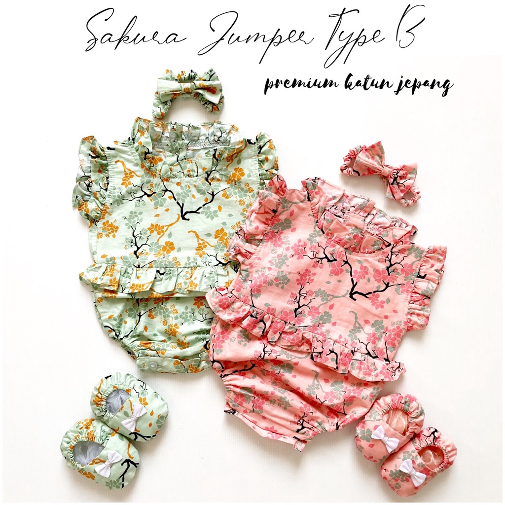HAMPERS SAKURA / BUZZ Baju Setelan Jumper Rok Bunga Bandana Sepatu Pergi Lucu Fashion Anak Bayi Perempuan Cewek Murah-3