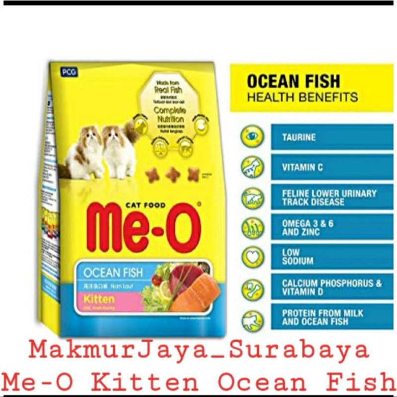 MEO kitten Ocean Fish repack 1kg,pakan kucing.