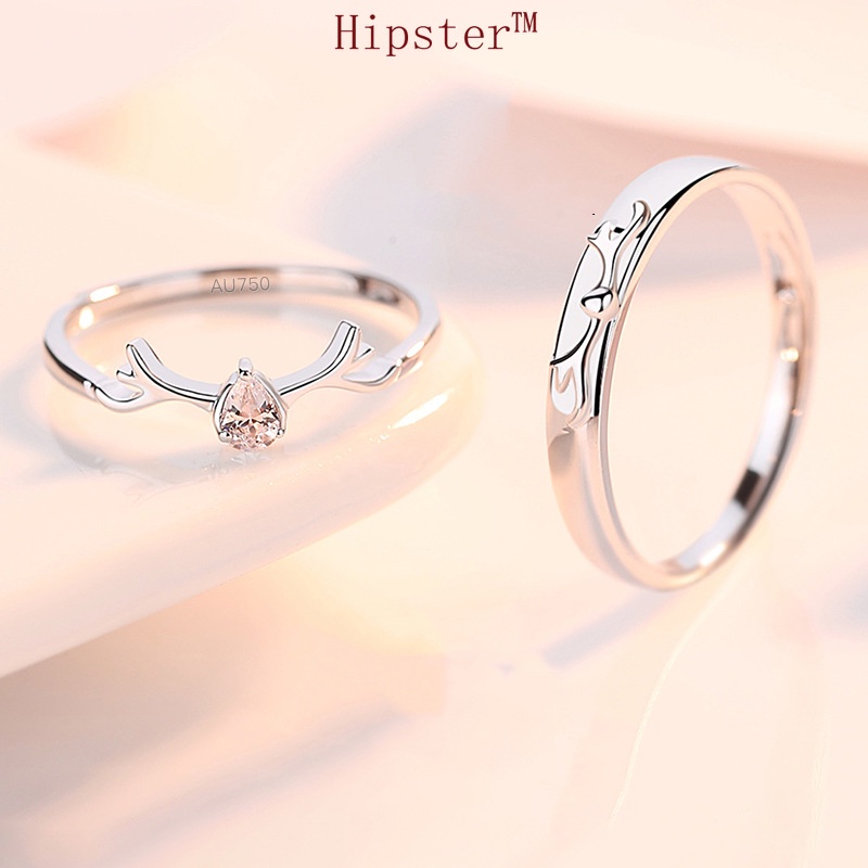 European and American Personalized Niche Temperament Couple Adjustable Silver Ring