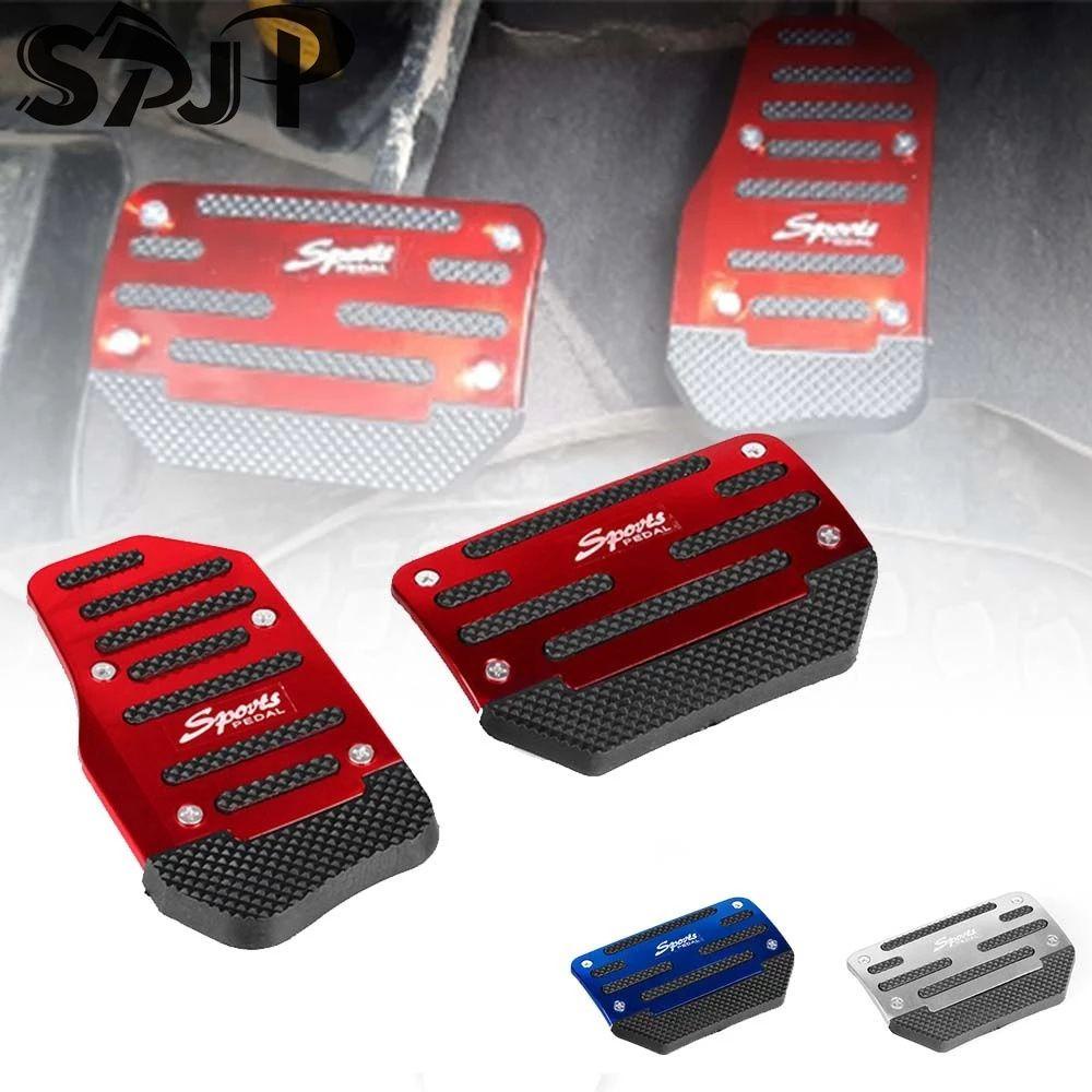 Lanfy Cover Pedal Mobil Universal Aksesoris Auto Merah/Biru/Silver Aluminium Transmisi Otomatis Brake Pad Cover